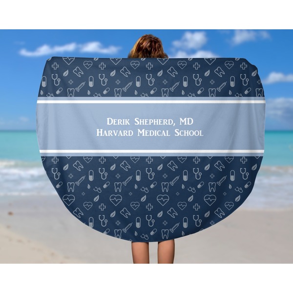 Medical Doctor Round Beach Towel - In Use