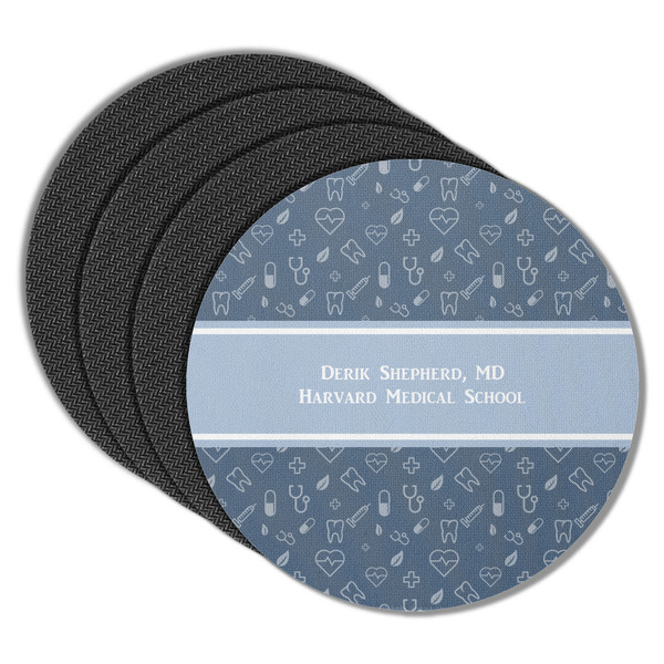 Custom Medical Doctor Round Rubber Backed Coasters - Set of 4 (Personalized)