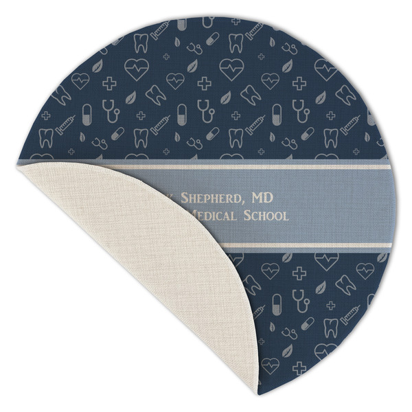 Medical Doctor Round Linen Placemats - Front (folded corner single sided)