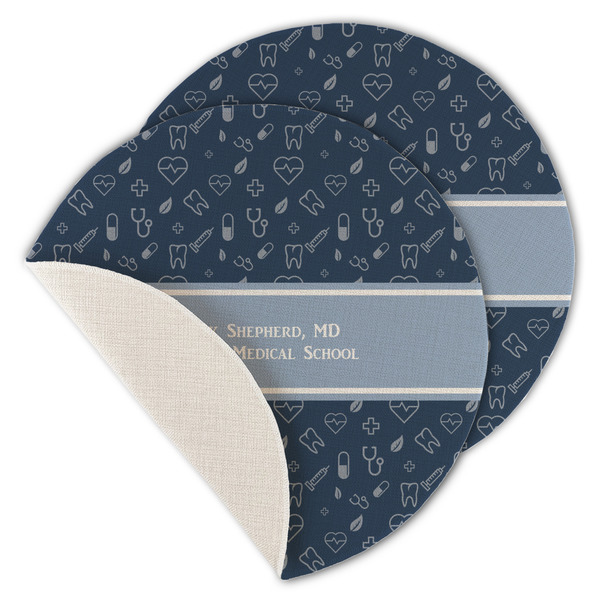 Custom Medical Doctor Round Linen Placemat - Single Sided - Set of 4 (Personalized)