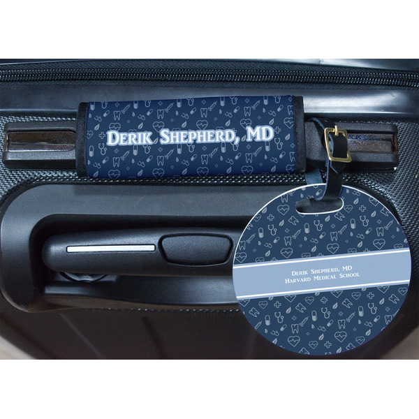 Medical Doctor Round Luggage Tag & Handle Wrap - In Context