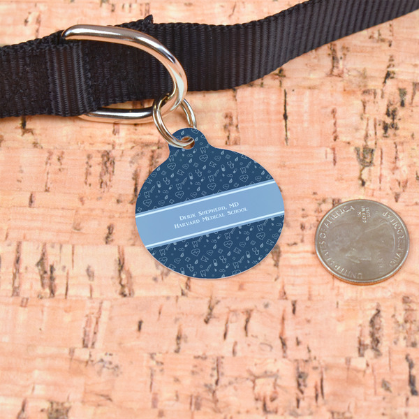 Medical Doctor Round Pet ID Tag - Large - In Context