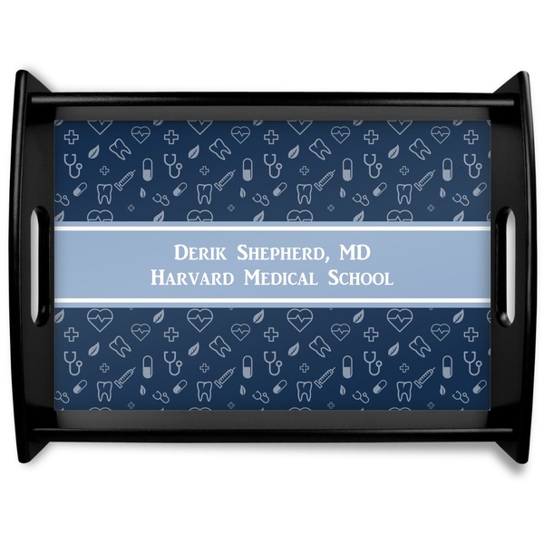 Custom Medical Doctor Black Wooden Tray - Large (Personalized)