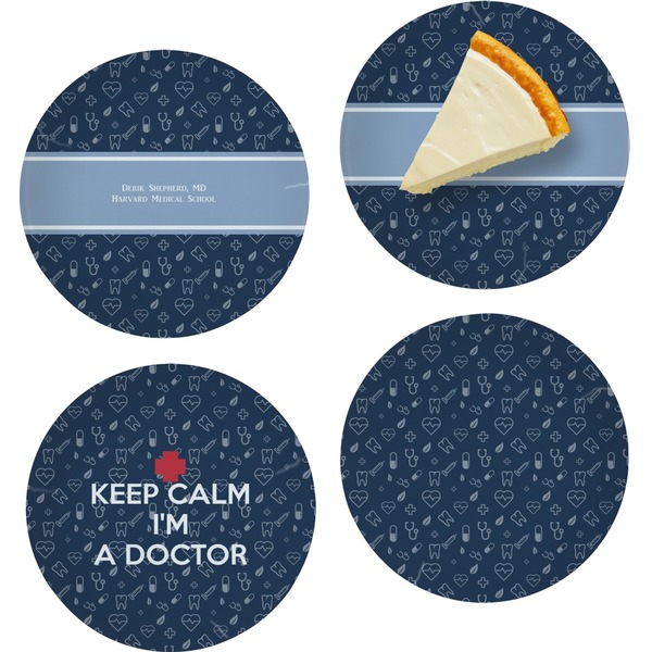 Custom Medical Doctor Set of 4 Glass Appetizer / Dessert Plate 8" (Personalized)