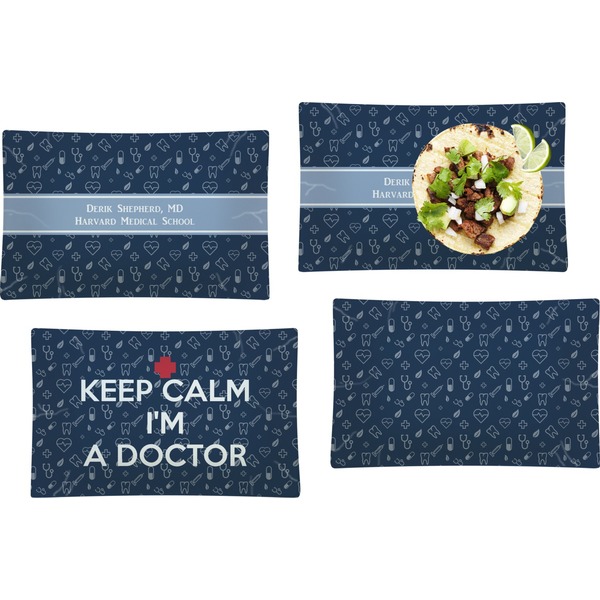 Custom Medical Doctor Set of 4 Glass Rectangular Lunch / Dinner Plate (Personalized)