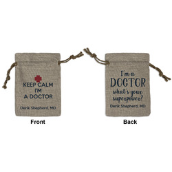 Medical Doctor Small Burlap Gift Bag - Front & Back (Personalized)