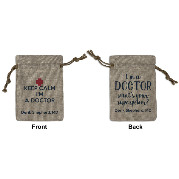 Custom Medical Doctor Small Burlap Gift Bag - Front & Back (Personalized)