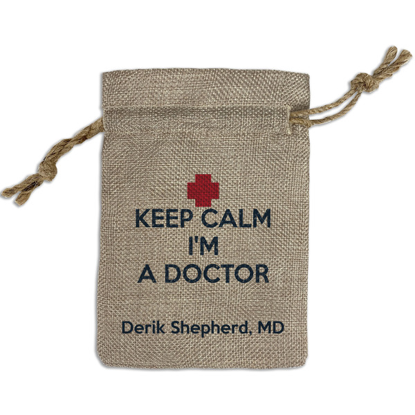 Custom Medical Doctor Small Burlap Gift Bag - Front (Personalized)