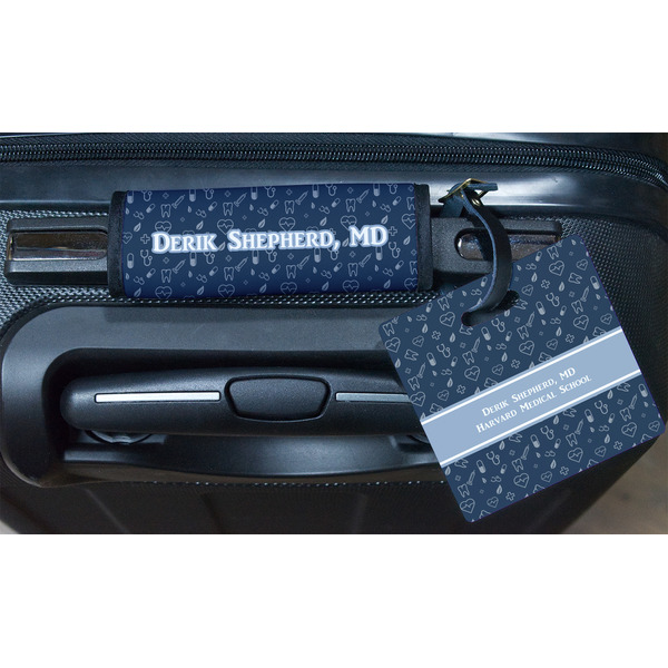 Medical Doctor Square Luggage Tag & Handle Wrap - In Context