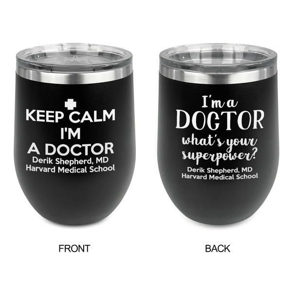 Medical Doctor Stainless Wine Tumblers - Black - Double Sided - Approval