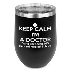 Medical Doctor Stemless Stainless Steel Wine Tumbler - Black - Double Sided (Personalized)