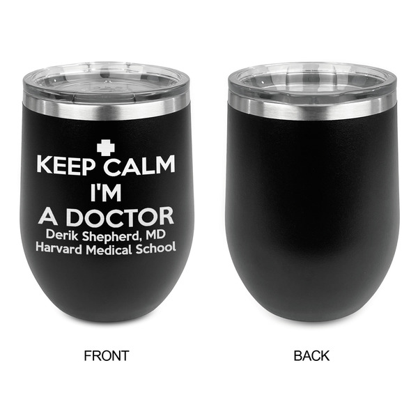 Medical Doctor Stainless Wine Tumblers - Black - Single Sided - Approval
