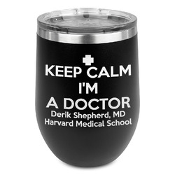Medical Doctor Stemless Stainless Steel Wine Tumbler - Black - Single Sided (Personalized)