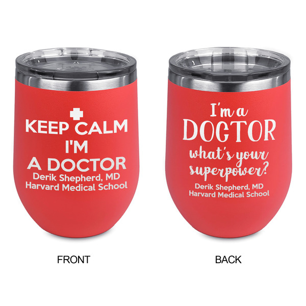 Medical Doctor Stainless Wine Tumblers - Coral - Double Sided - Approval