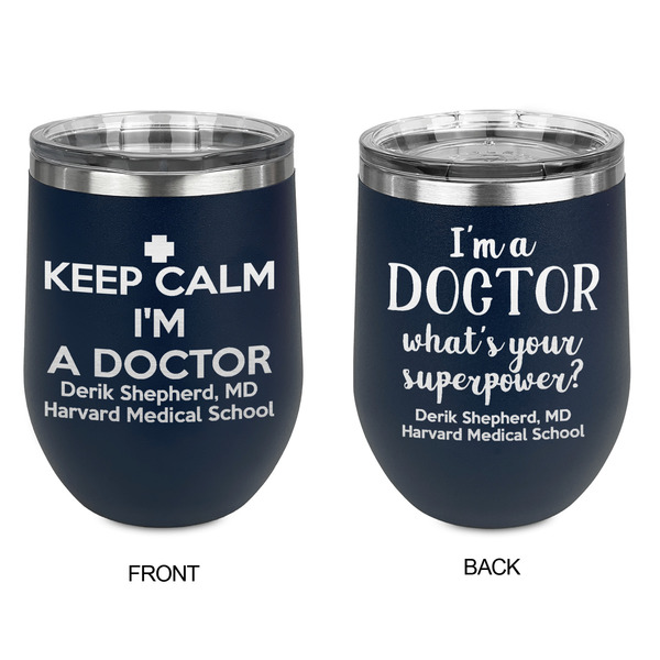 Medical Doctor Stainless Wine Tumblers - Navy - Double Sided - Approval