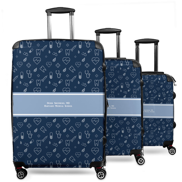 Custom Medical Doctor 3 Piece Luggage Set - 20" Carry On, 24" Medium Checked, 28" Large Checked (Personalized)