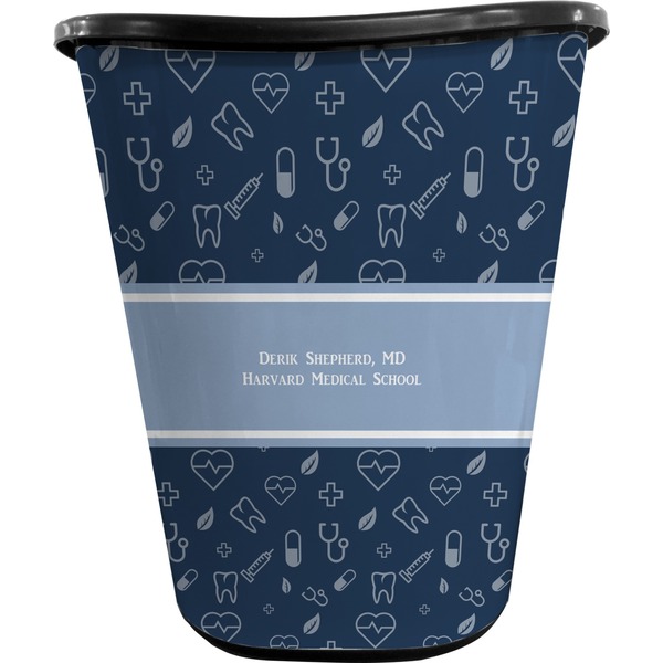 Custom Medical Doctor Waste Basket - Single Sided (Black) (Personalized)