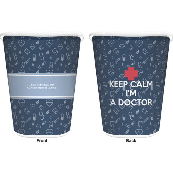 Medical Doctor Trash Can White - Front and Back - Apvl