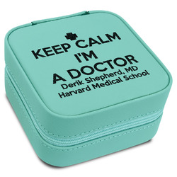 Medical Doctor Travel Jewelry Box - Teal Leather (Personalized)