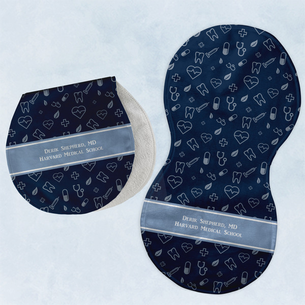 Custom Medical Doctor Burp Pads - Velour - Set of 2 w/ Name or Text