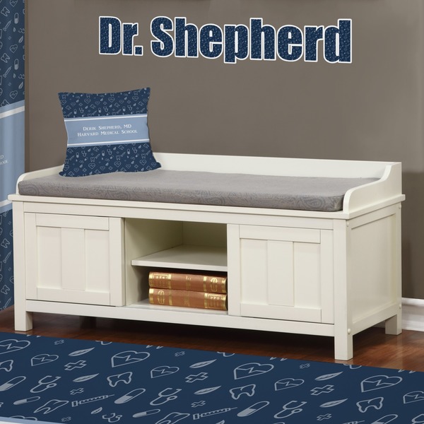 Medical Doctor Wall Name Decal Above Storage bench