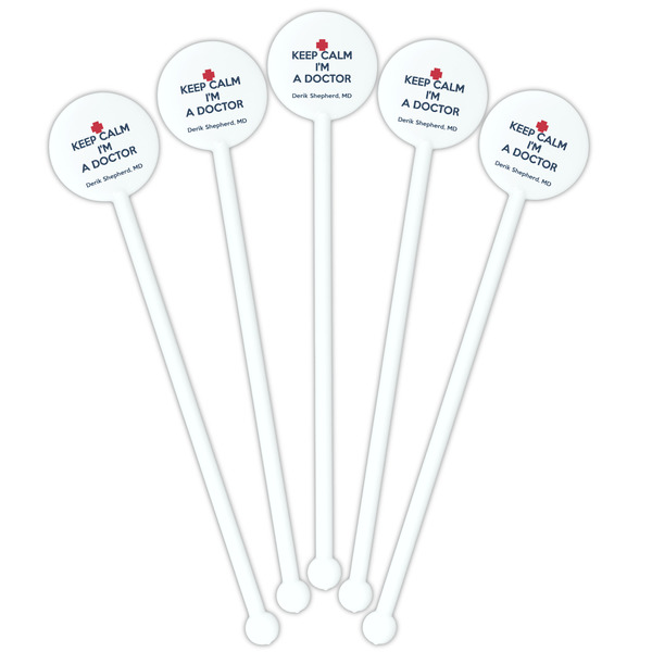 Medical Doctor White Plastic 5.5" Stir Stick - Fan View
