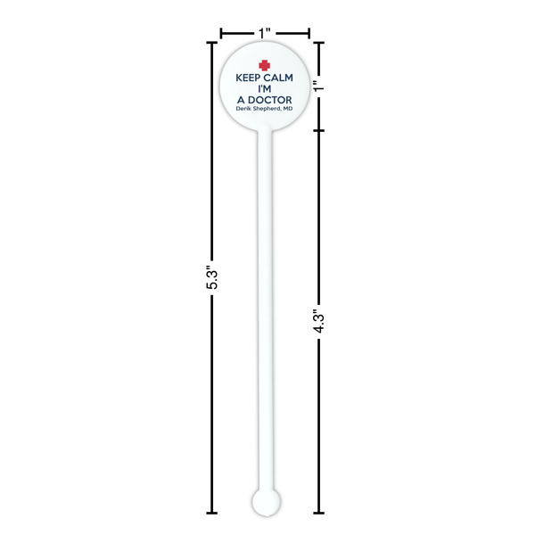 Medical Doctor White Plastic 5.5" Stir Stick - Round - Dimensions