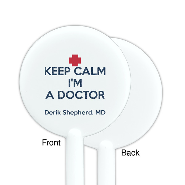 Medical Doctor White Plastic 5.5" Stir Stick - Single Sided - Round - Front & Back