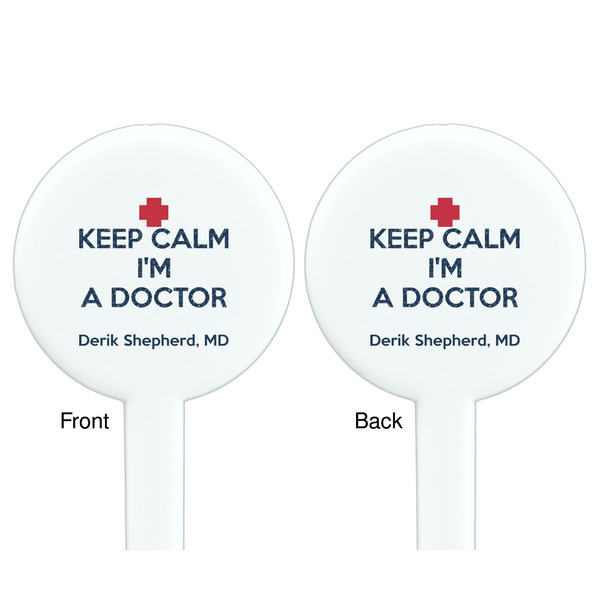 Medical Doctor White Plastic 7" Stir Stick - Double Sided - Round - Front & Back