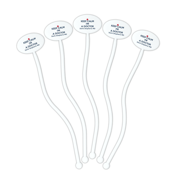 Medical Doctor White Plastic 7" Stir Stick - Oval - Fan
