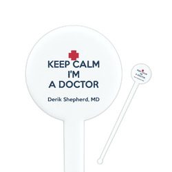 Medical Doctor 7" Round Plastic Stir Sticks - White - Single Sided (Personalized)