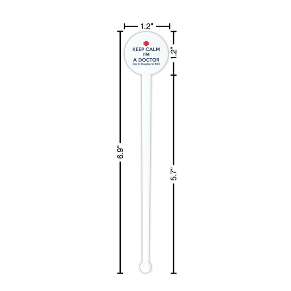 Medical Doctor White Plastic 7" Stir Stick - Round - Dimensions
