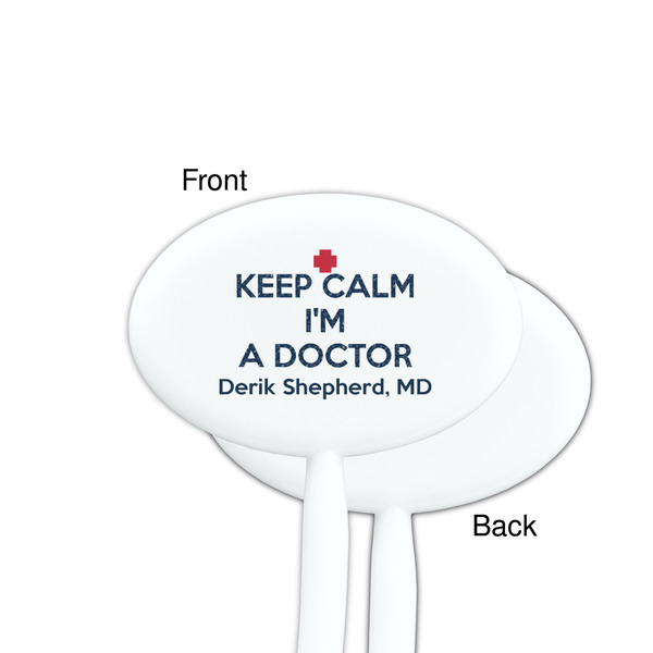 Medical Doctor White Plastic 7" Stir Stick - Single Sided - Oval - Front & Back
