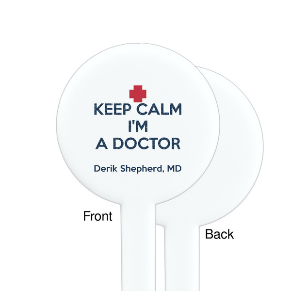 Medical Doctor White Plastic 7" Stir Stick - Single Sided - Round - Front & Back