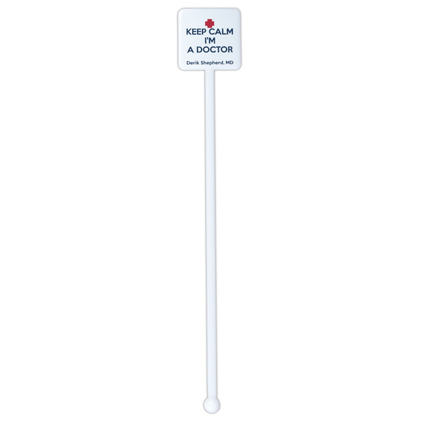Medical Doctor White Plastic Stir Stick - Single Sided - Square - Single Stick