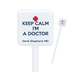 Medical Doctor Square Plastic Stir Sticks - Single Sided (Personalized)