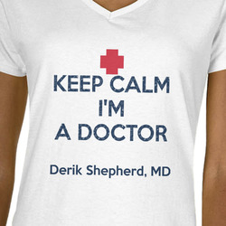 Medical Doctor Women's V-Neck T-Shirt - White - 2XL (Personalized)