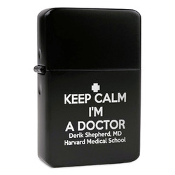 Medical Doctor Windproof Lighter - Black - Double Sided & Lid Engraved (Personalized)