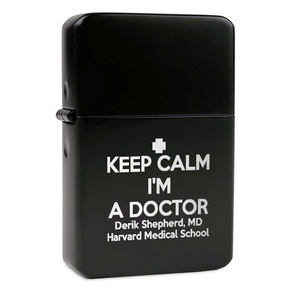 Custom Medical Doctor Windproof Lighter - Black - Single Sided & Lid Engraved (Personalized)