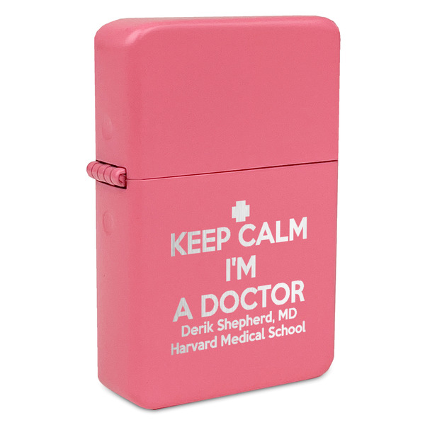 Custom Medical Doctor Windproof Lighter - Pink - Double Sided & Lid Engraved (Personalized)