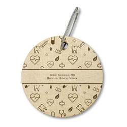 Medical Doctor Wood Luggage Tag - Round (Personalized)