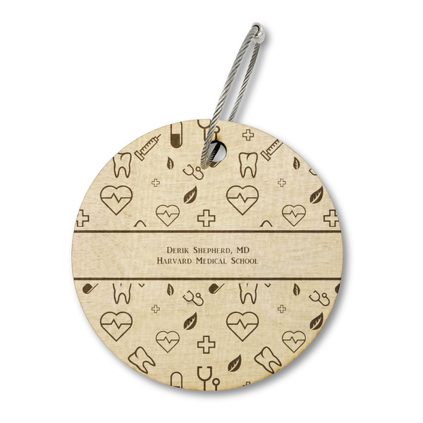 Custom Medical Doctor Wood Luggage Tag - Round (Personalized)