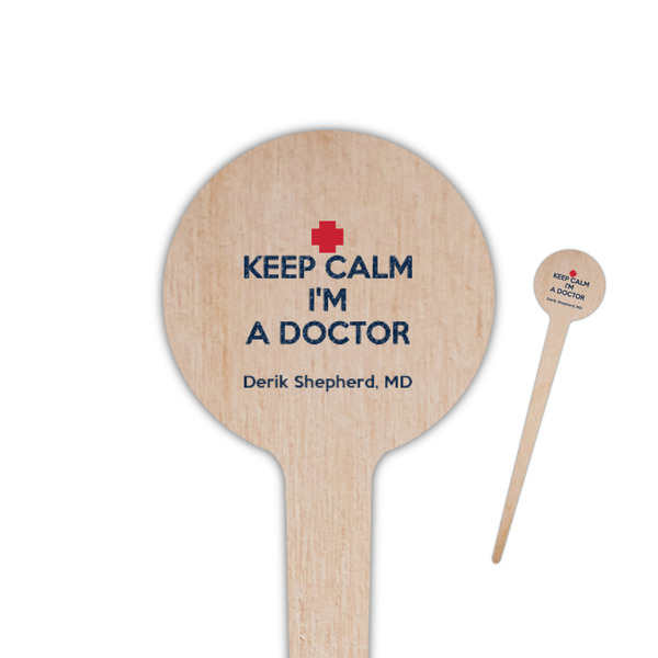 Custom Medical Doctor 4" Round Wooden Food Picks - Single Sided (Personalized)