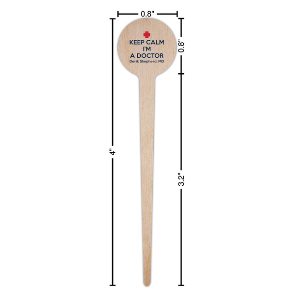 Medical Doctor Wooden 4" Food Pick - Round - Dimensions