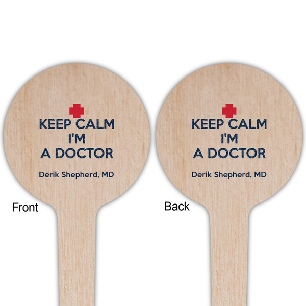 Medical Doctor Wooden 4" Food Pick - Round - Double Sided - Front & Back
