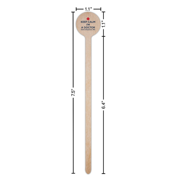 Medical Doctor Wooden 7.5" Stir Stick - Round - Dimensions