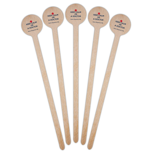 Medical Doctor Wooden 7.5" Stir Stick - Round - Fan View