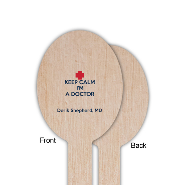 Medical Doctor Wooden Food Pick - Oval - Single Sided - Front & Back