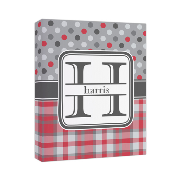 Custom Red & Gray Dots and Plaid Canvas Print (Personalized)