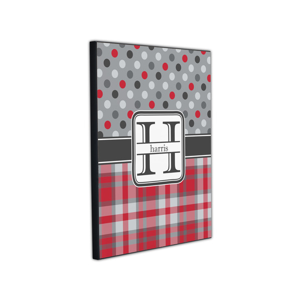 Red & Gray Dots and Plaid 11x14 Wood Print - Angle View